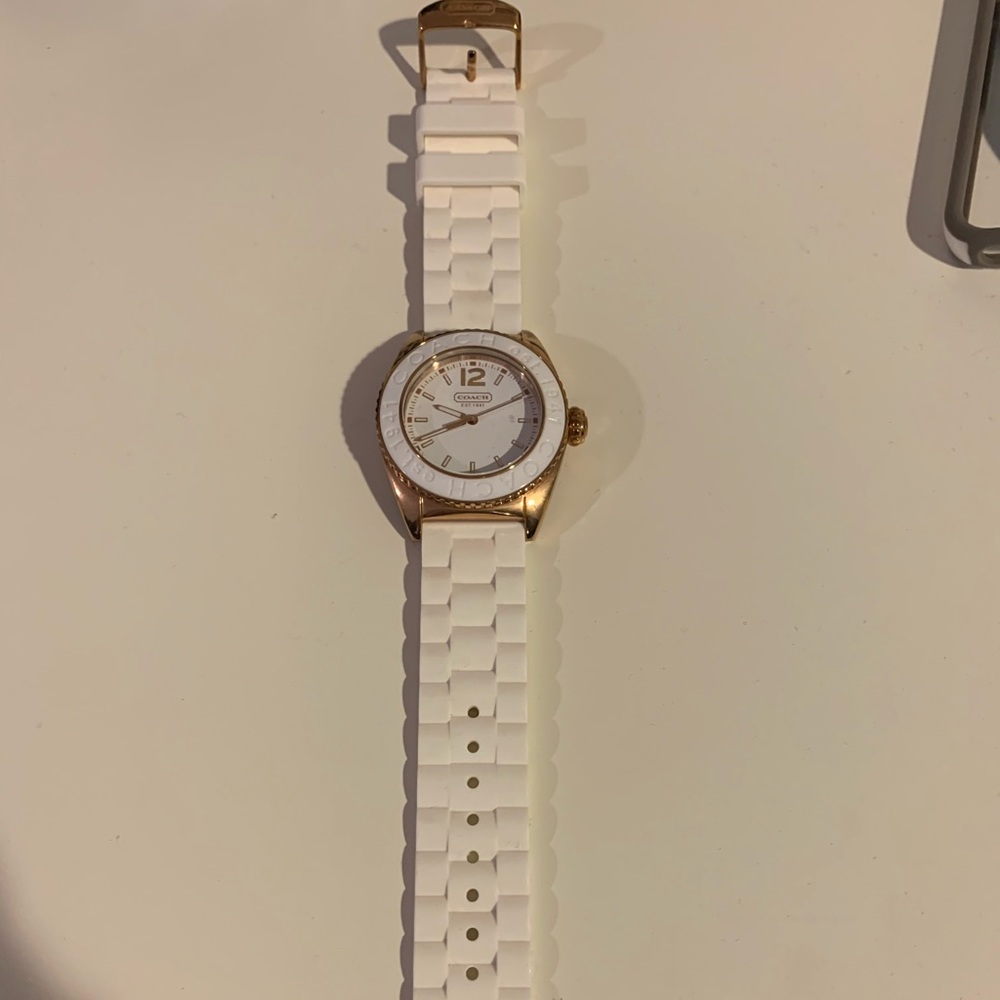 Coach white and gold watch